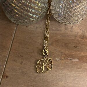 Gold Initial 'K' Pendant Necklace